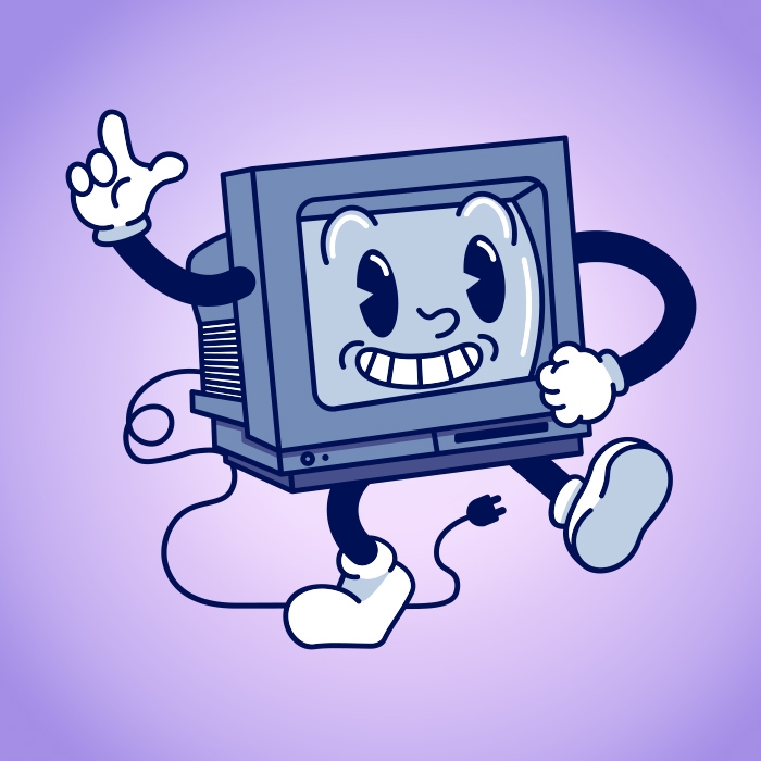 Graphic of a personalized computer on a pink background