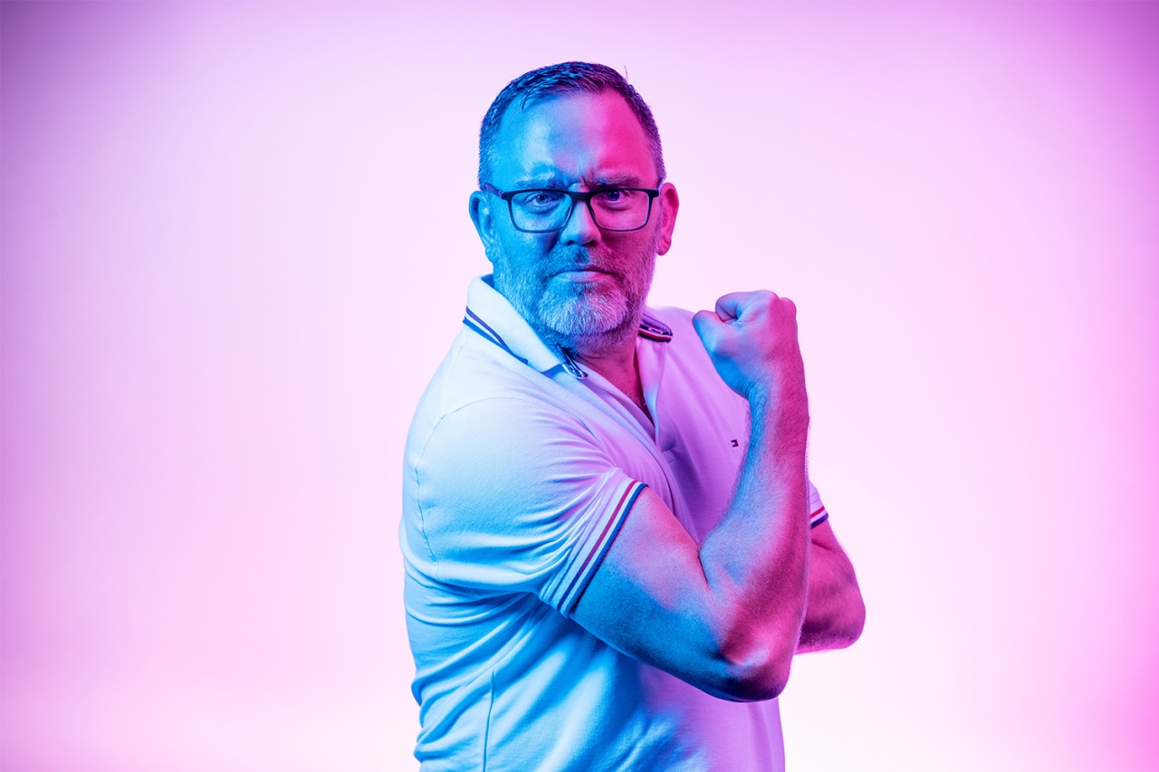 Man shows his biceps